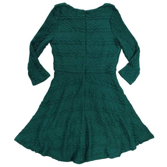 Alya Green Cable Knit Fit & Flare Sweater Dress Size Large Lined - Picture 2 of 6